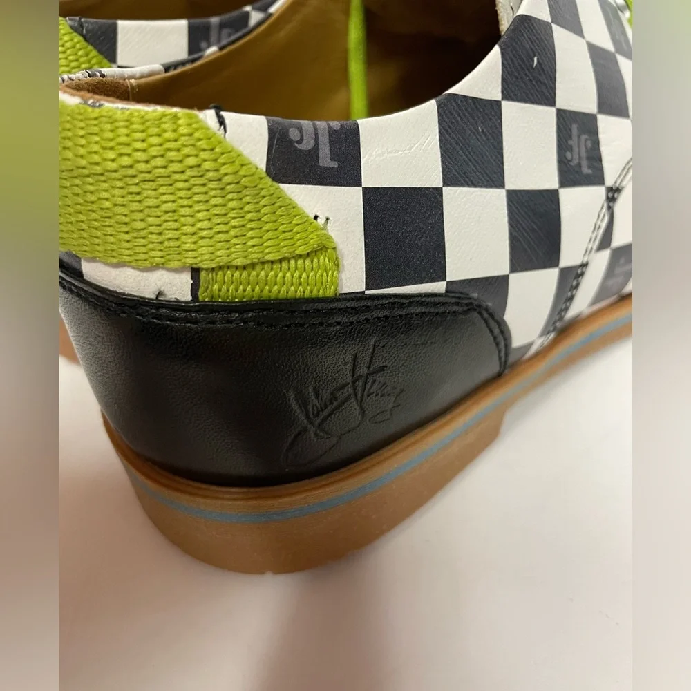 John Fluevog unisex oxford plaid check black white M 7/ W 9 - Picture 7 of 11